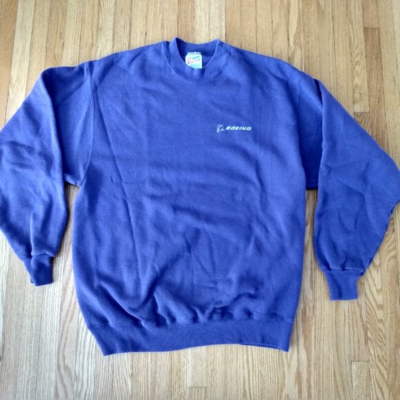 Vintage Boeing Sweatshirt PURPLE XL Hanes Airplane Aviation Collectible - Picture 14 of 16